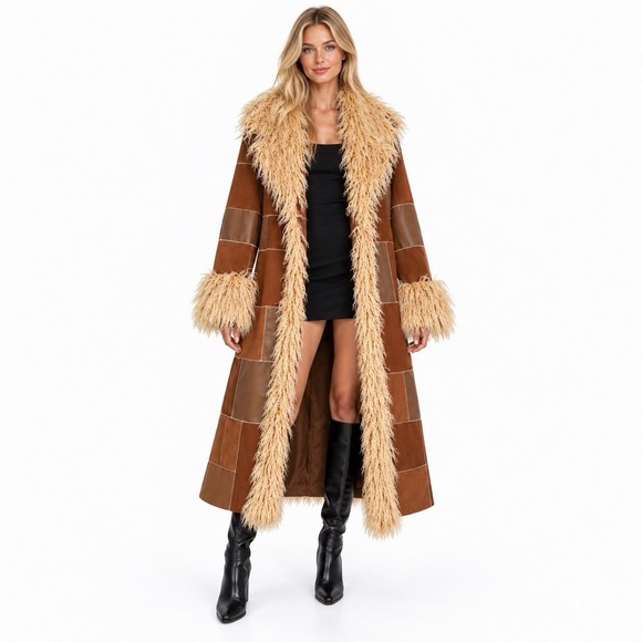 Dolls Kill Jackets & Blazers - Dolls Kill Current Mood Penny Lane Patchwork Corduroy Faux Leather Long Coat L